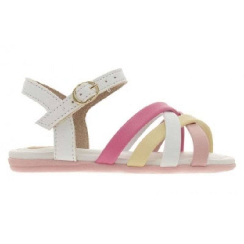 Sandália Molekinha Tiras - Infantil - Brancorosaamarelorosa Branco/Rosa 2