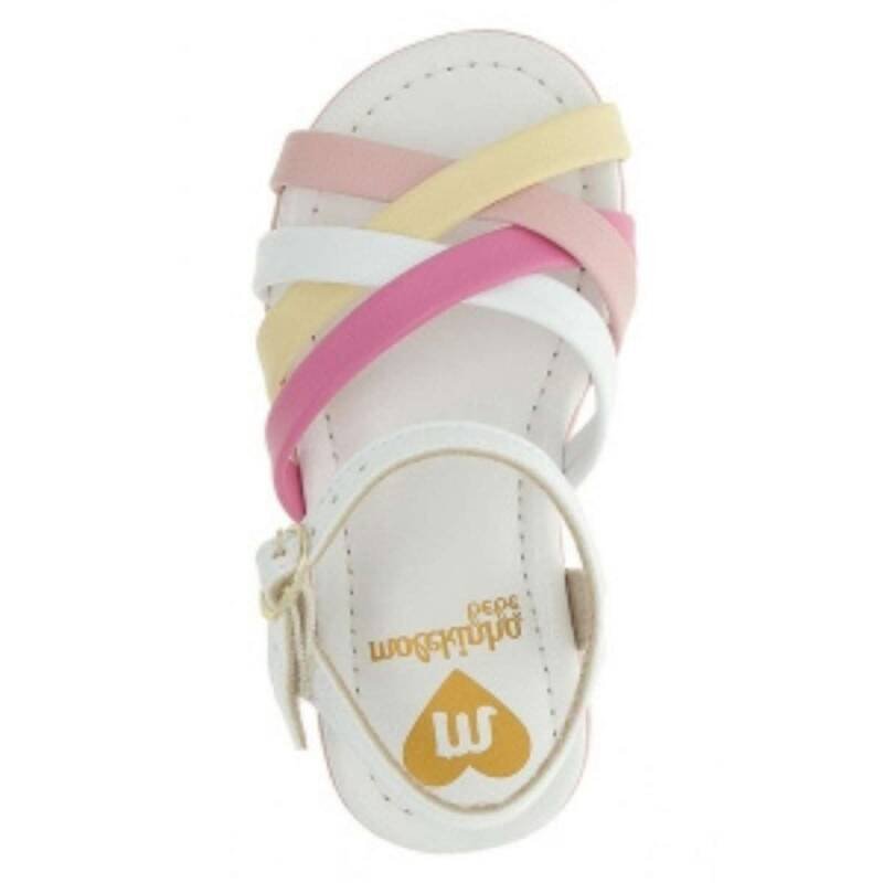 Sandália Molekinha Tiras - Infantil - Brancorosaamarelorosa Branco/Rosa 4