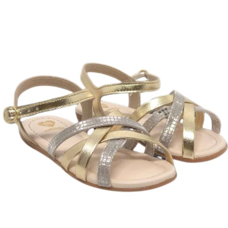 Sandália Molekinha Tiras Metalizada - Infantil - Dourado Dourado 5