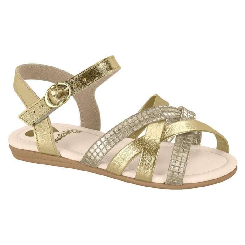 Sandália Molekinha Tiras Metalizada - Infantil - Dourado Dourado 1