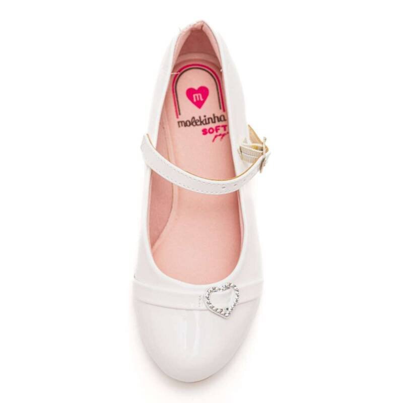 Sapatilha Molekinha Fivela com Coração - Infantil - Branco Branco 4