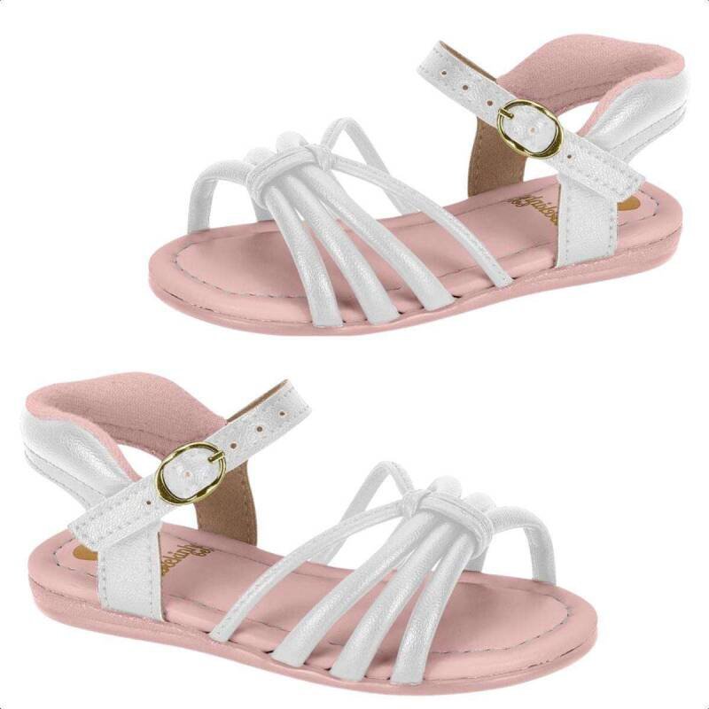 Sandália Molekinha Fivela Tiras - Infantil - Brancorosa Branco/Rosa 3