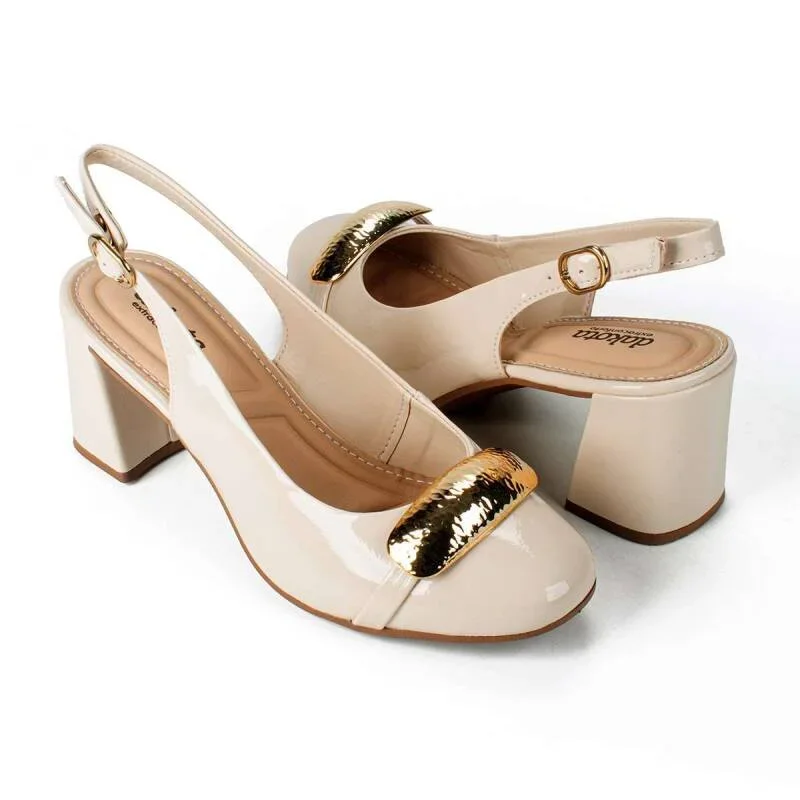 Sapato Dakota Salto Bloco - Feminino - Creme Bege 4