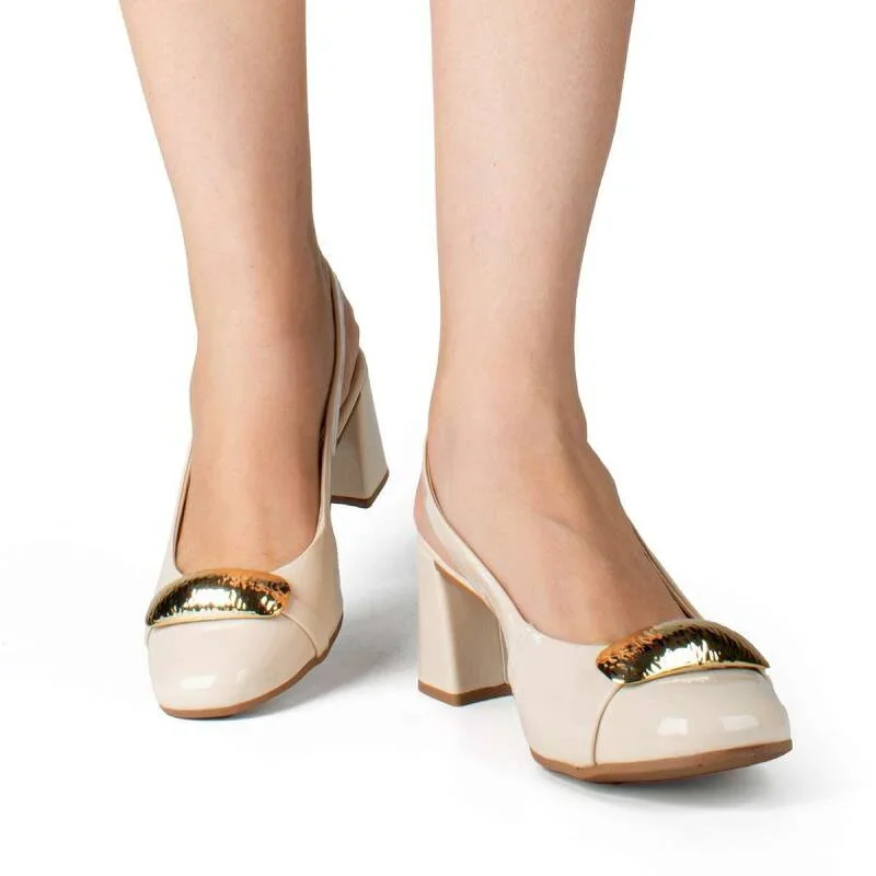 Sapato Dakota Salto Bloco - Feminino - Creme Bege 5