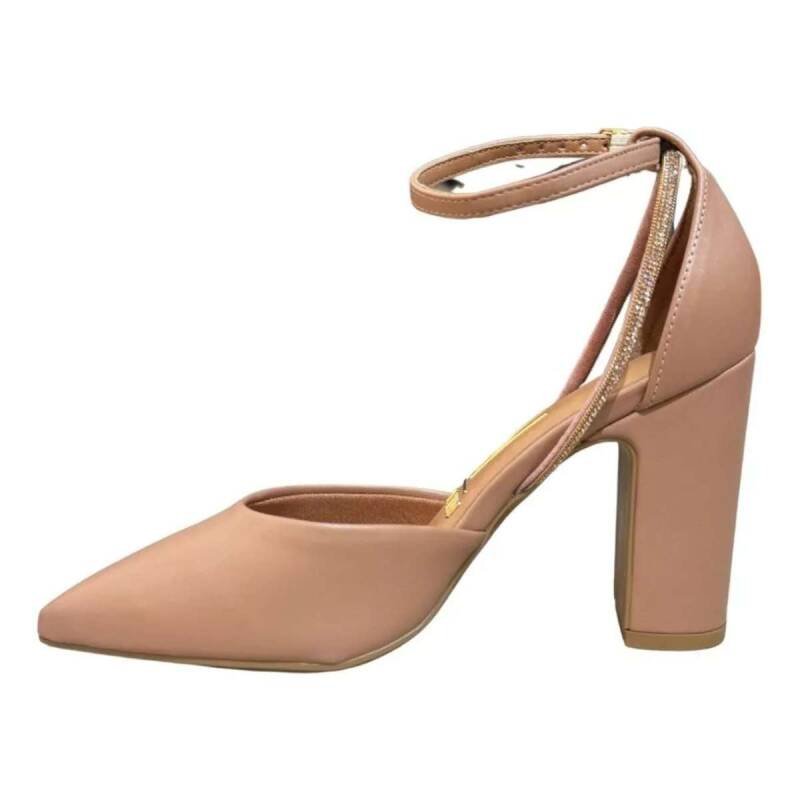 Sapato Vizzano Scarpin Salto Grosso - Feminino Bege 4
