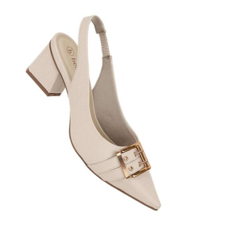 Sapato Bebecê Slingback Salto Médio - Feminino Bege 3