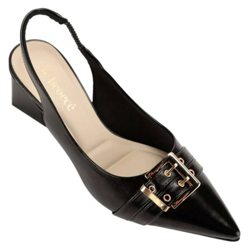 Sapato Bebecê Slingback Salto Médio - Feminino Preto 2