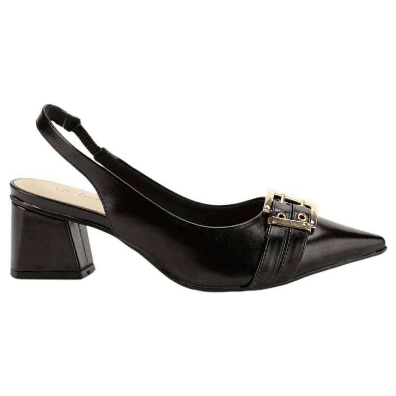 Sapato Bebecê Slingback Salto Médio - Feminino Preto 5