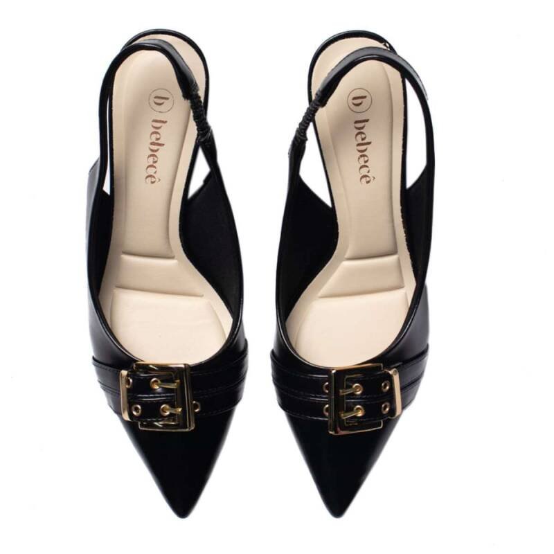 Sapato Bebecê Slingback Salto Médio - Feminino Preto 6