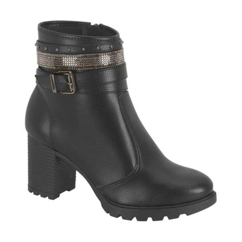 Bota Moleca Salto Bloco - Feminina - Preto Preto 2