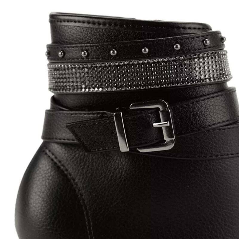 Bota Moleca Salto Bloco - Feminina - Preto Preto 4