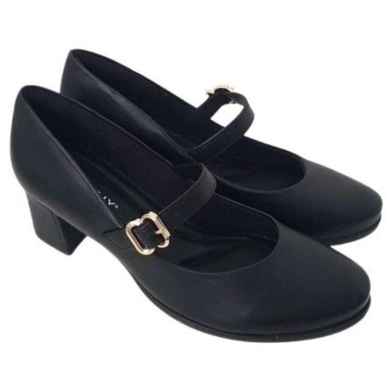 Sapato Piccadilly Salto Bloco - Feminino - Preto Preto 3