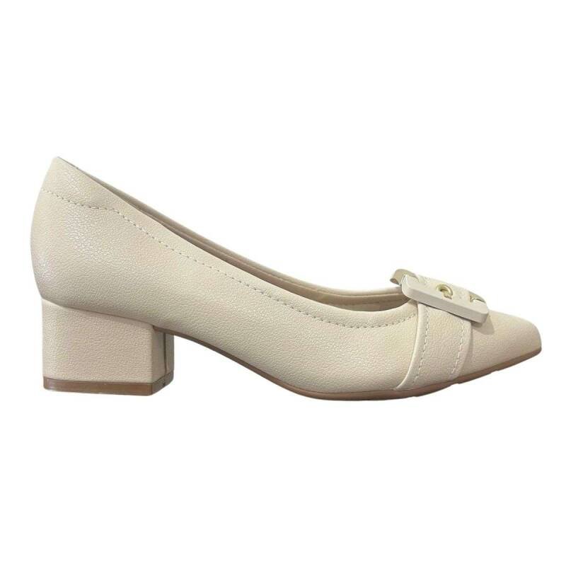 Sapato Modare Salto Bloco - Feminino - Creme Creme 1