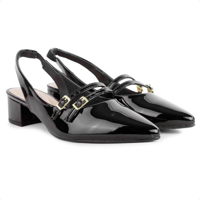 Sapato Beira Rio Slingback - Feminino - Preto Preto 3