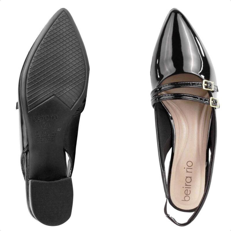 Sapato Beira Rio Slingback - Feminino - Preto Preto 5