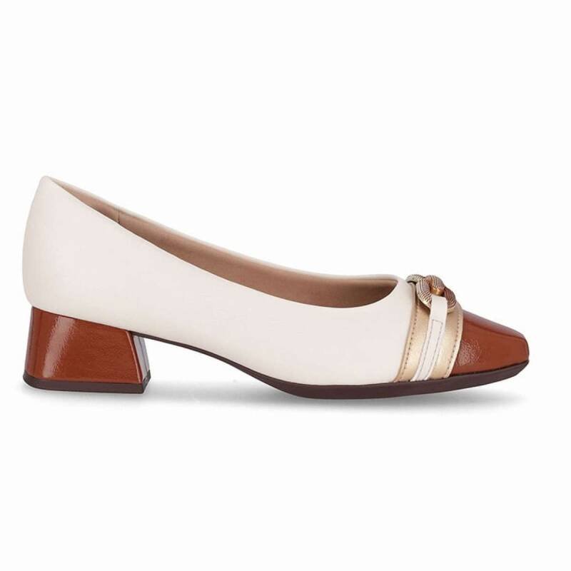 Sapato Piccadilly Scarpin Salto Médio - Feminina - Branco o Branco Off 1