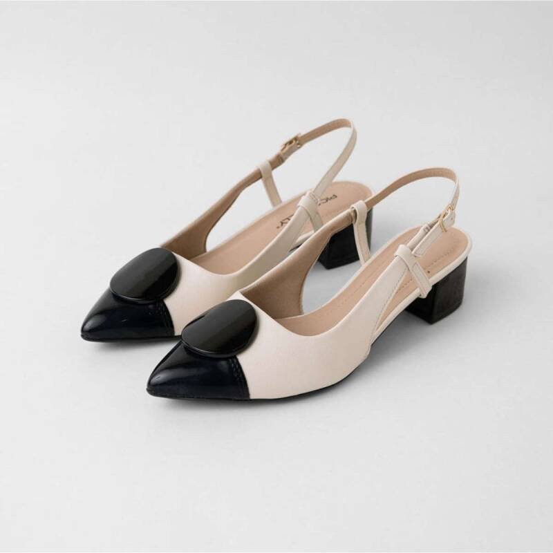 Sapato Piccadilly Slingback Salto Médio - Feminino - Branco Branco Off 2