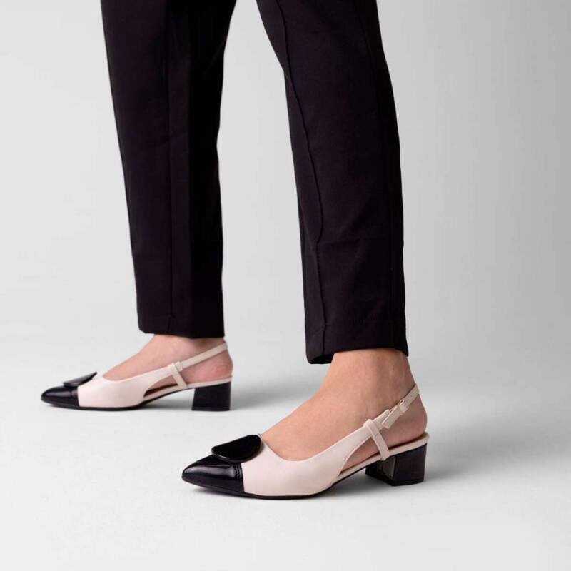 Sapato Piccadilly Slingback Salto Médio - Feminino - Branco Branco Off 5