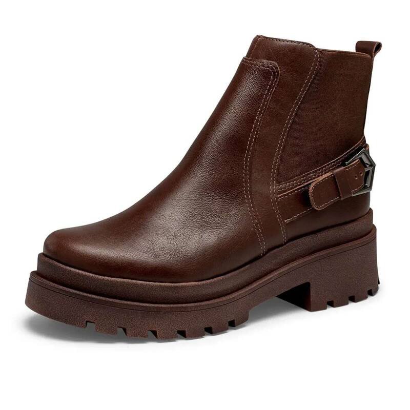 Bota Tanara de Cano Curto em Couro Marrom - Feminina - Marro Marrom 2