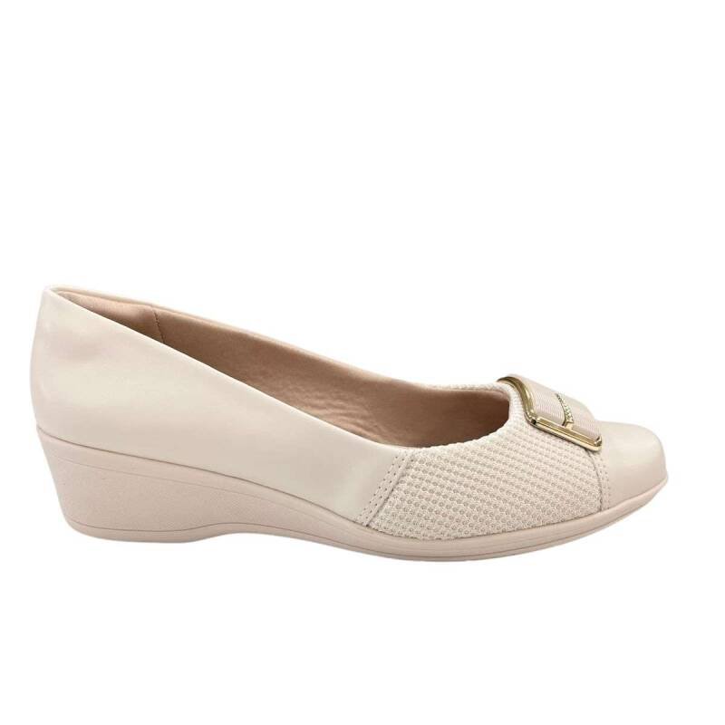Sapatilha Comfortflex Anabela - Feminino - Creme