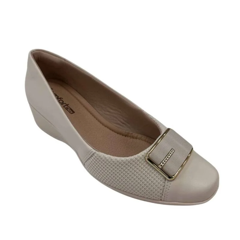 Sapatilha Comfortflex Anabela - Feminino - Creme Creme 3