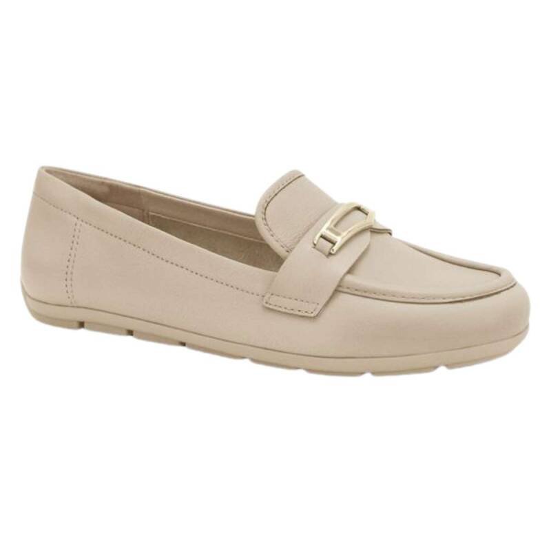 Sapato Comfortflex Mocassim Couro Almond - Feminino - Creme