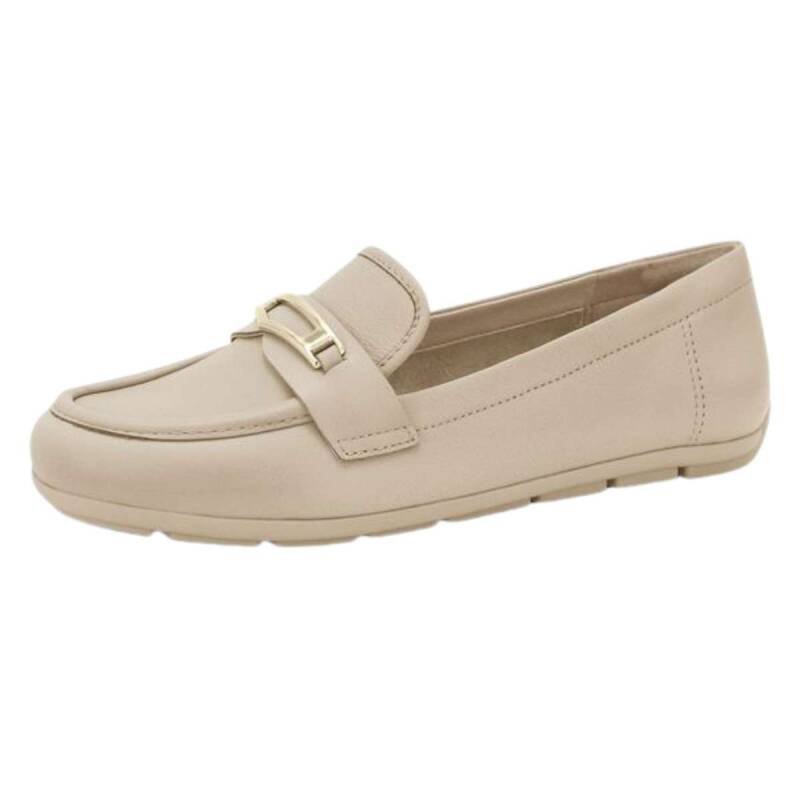 Sapato Comfortflex Mocassim Couro Almond - Feminino - Creme Creme 2