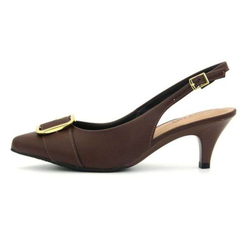 Scarpin Beira Rio Slingback Fivela - Feminino Marrom 2