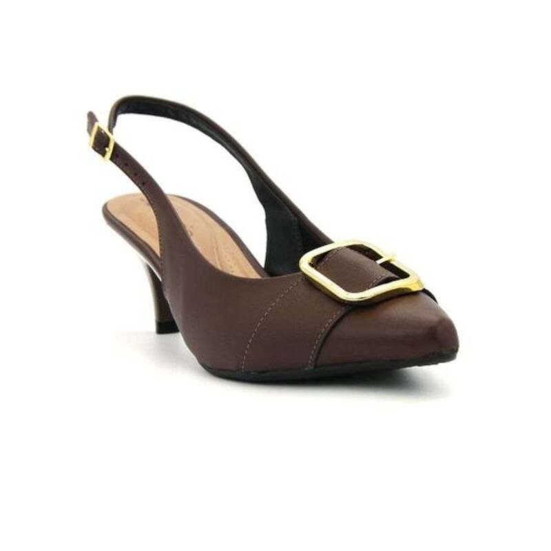 Scarpin Beira Rio Slingback Fivela - Feminino Marrom 3