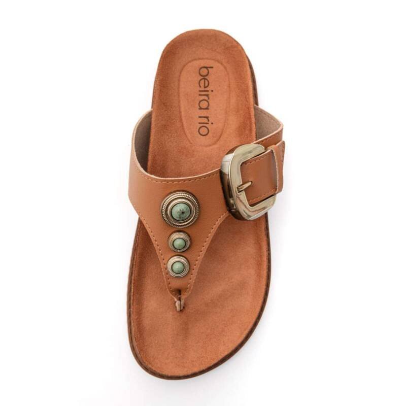 Sandalia Beira Rio Papete Dedo Anel Com Pedrarias  - Feminin Camel 3