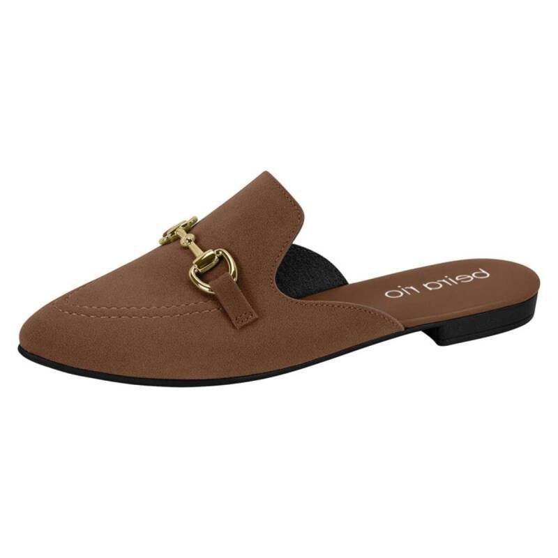 Mule Beira Rio Bico Quadrado Com Fivela - Feminino Marrom 2