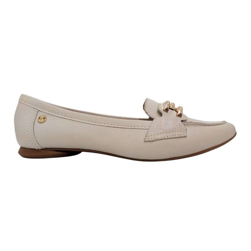 Sapatilha Bottero Loafer Bico Fino Couro - Feminino Branco Off 2