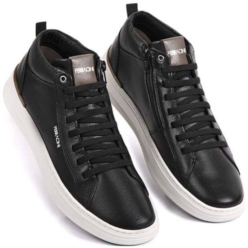 Tenis Ferracini Casual Cano Medio - Masculino - Preto Preto 2