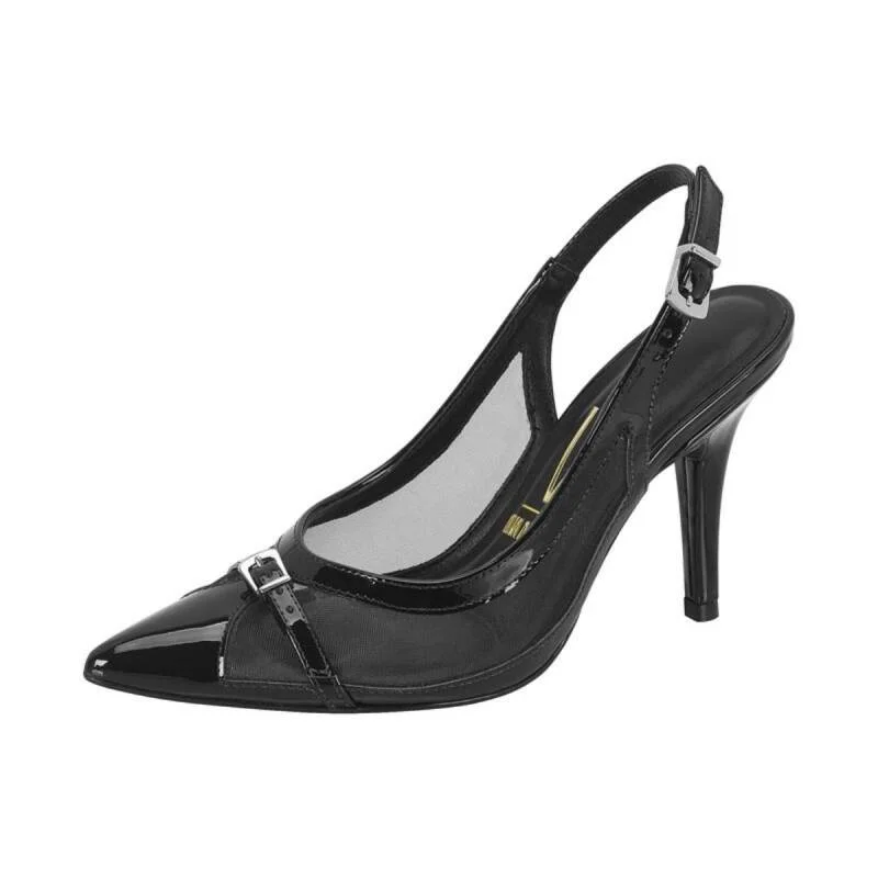 Sapato Vizzano Scarpin Slingback - Feminino - Preto Preto 2