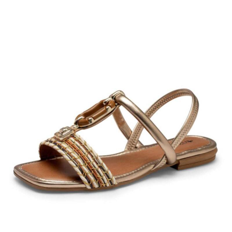 Sandalia Mississipi Rasteira - Feminina Dourado 2