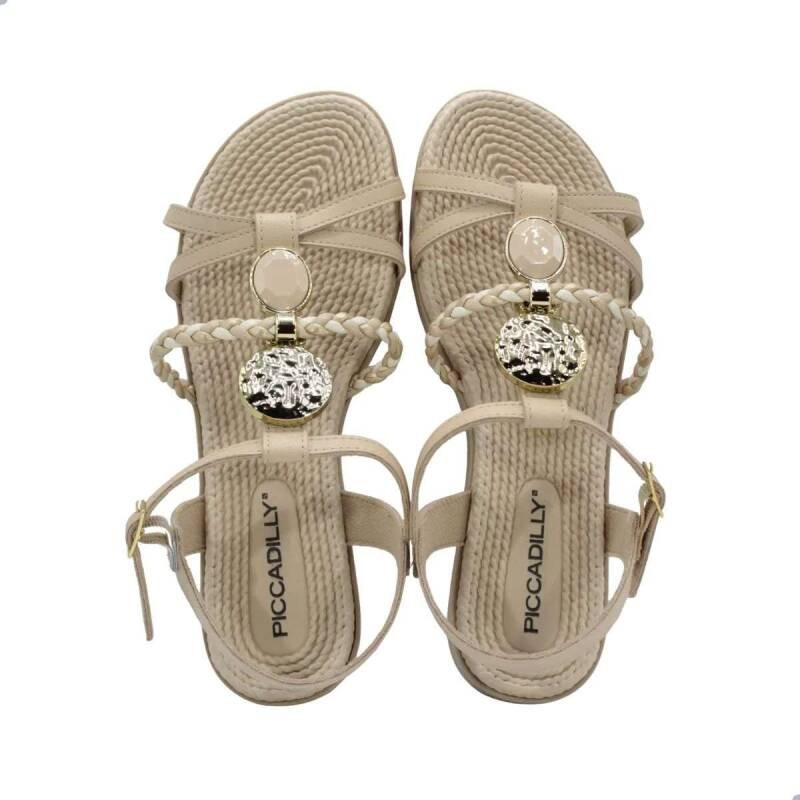 Sandalia Piccadilly Rasteira - Feminina Bege 5