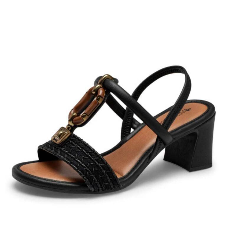 Sandalia Mississipi Salto Bloco - Feminina - Preto Preto 2
