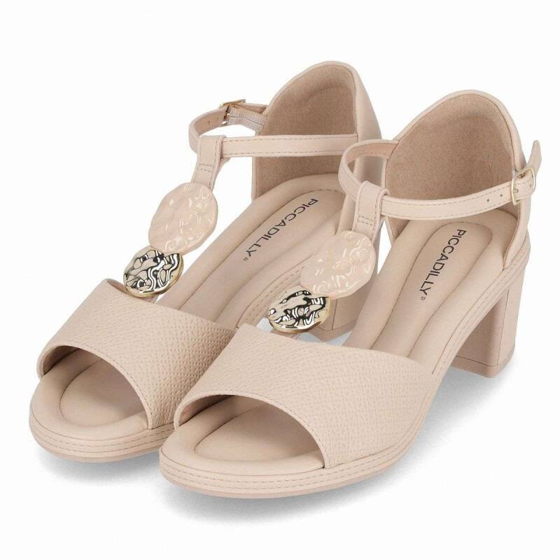 Sandalia Piccadilly Salto Medio - Feminina - Creme Creme 2