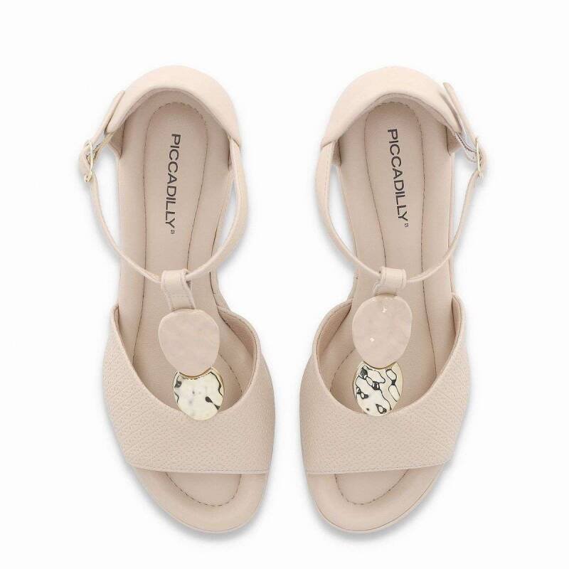 Sandalia Piccadilly Salto Medio - Feminina - Creme Creme 3