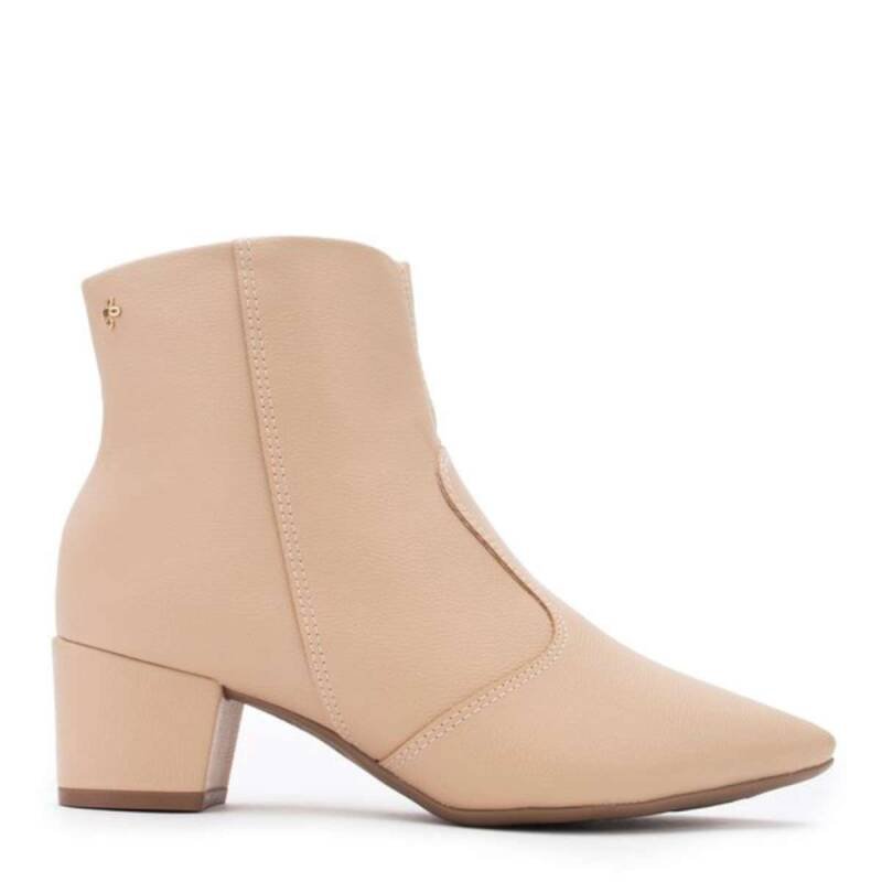 Bota Softli Salto Bloco - Feminina - Bege