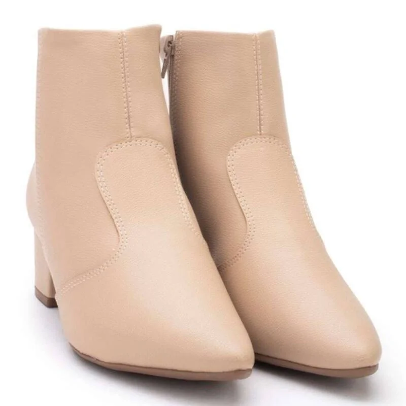 Bota Softli Salto Bloco - Feminina - Bege Bege 3