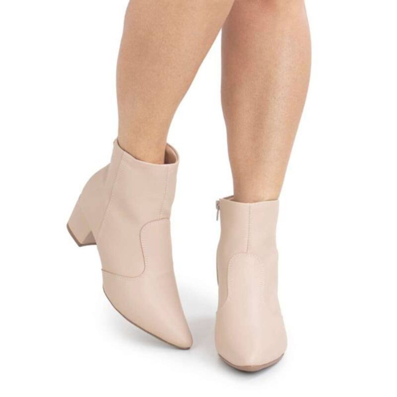 Bota Softli Salto Bloco - Feminina - Bege Bege 6