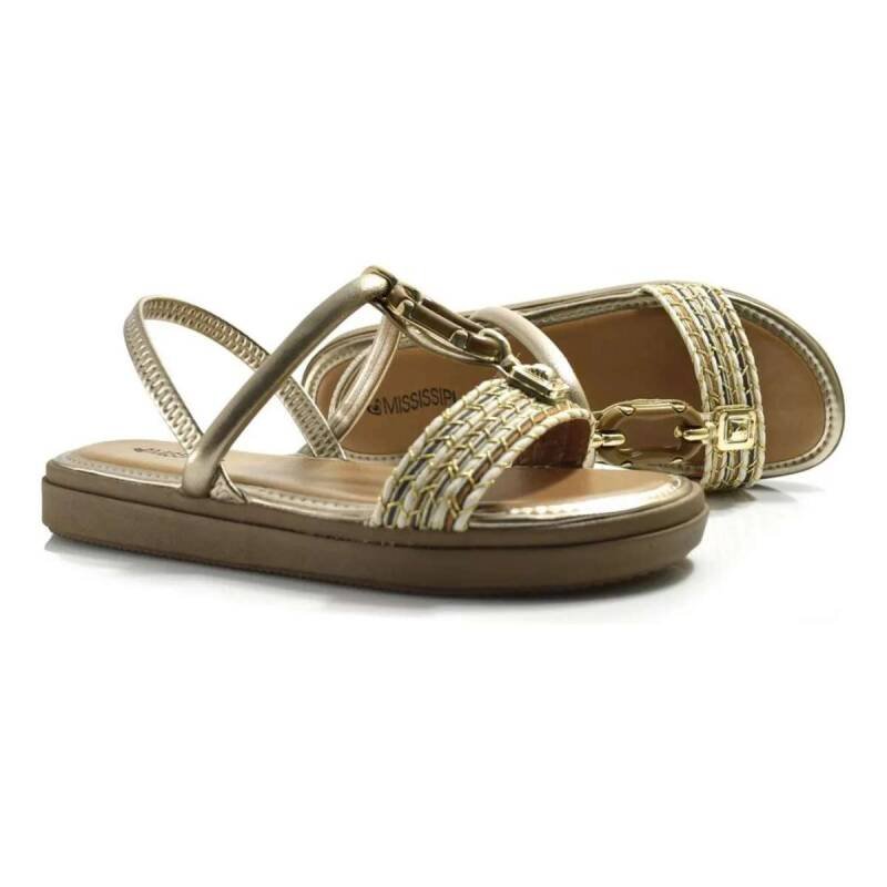 Sandalia Mississipi Tiras - Feminina Dourado 4