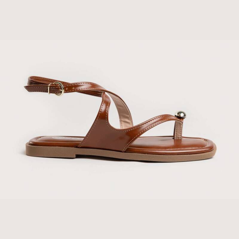 Rasteira Co Shoes Tiras - Feminina Caramelo 2