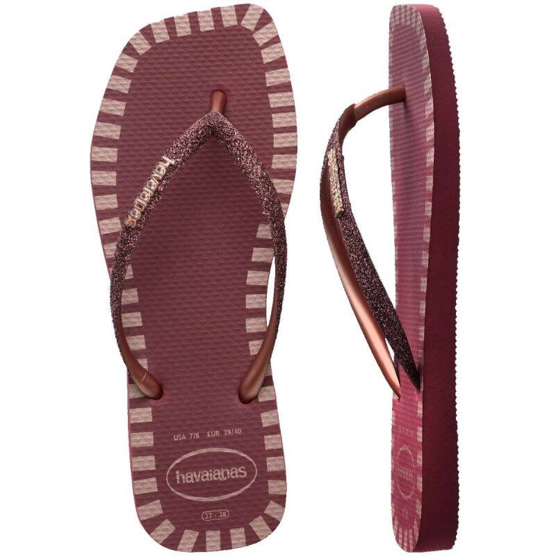 Chinelo Havaianas Slim Square Glitter Contour - Feminino Vermelho 5