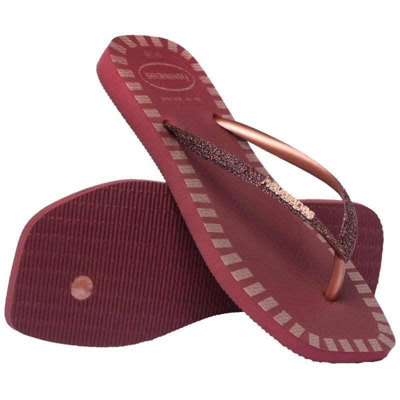 Chinelo Havaianas Slim Square Glitter Contour - Feminino Vermelho 6