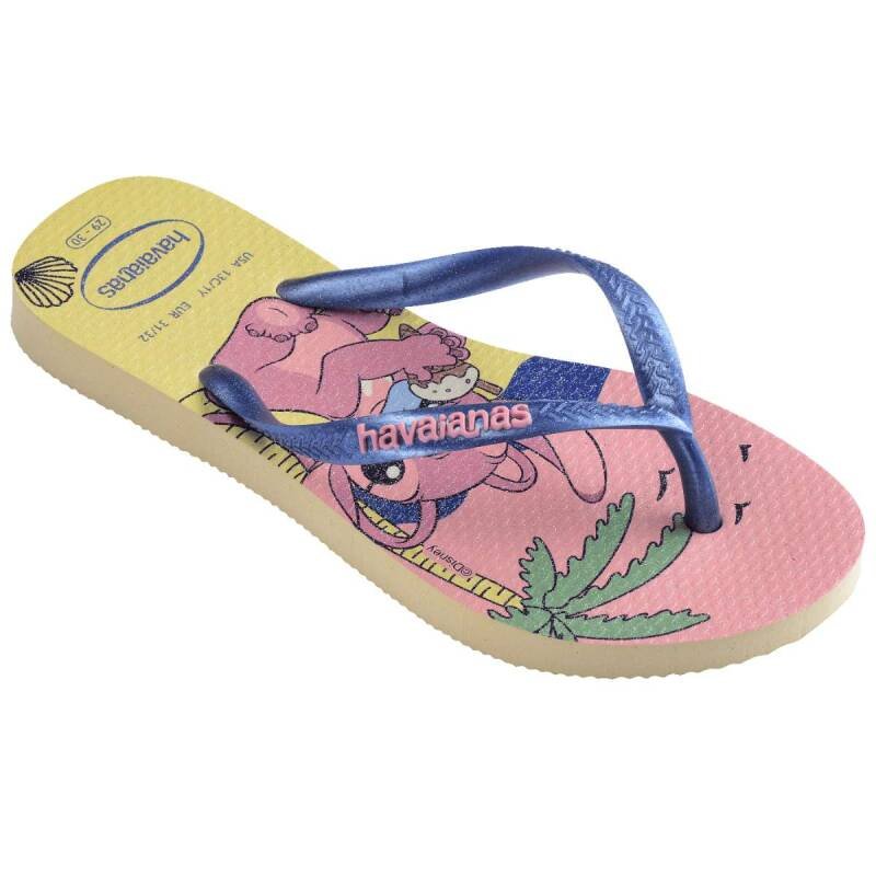 Chinelo Havaianas Slim Stitch - Infantil - Creme Azul 2