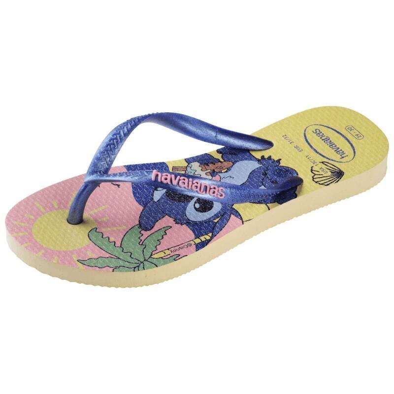 Chinelo Havaianas Slim Stitch - Infantil - Creme Azul 4