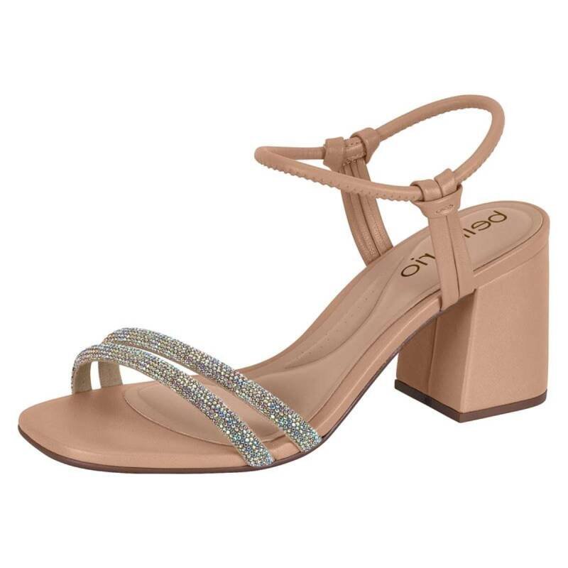 Sandália Beira Rio Tiras Strass - Feminina Bege 2