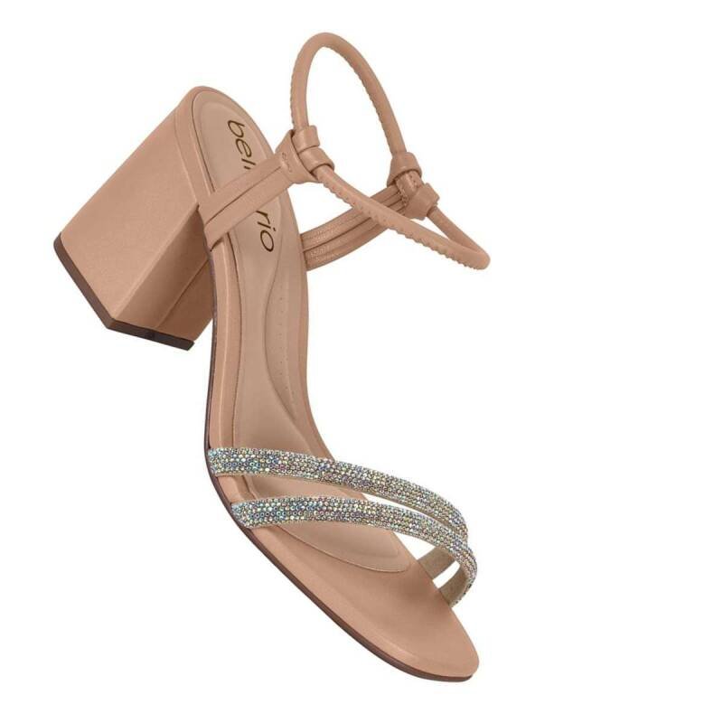 Sandália Beira Rio Tiras Strass - Feminina Bege 5